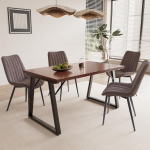 5-osaline s&ouml;&ouml;gitoa komplekt - kaasaegne s&ouml;&ouml;gilaud (140 x 80 cm) koos 4 polsterdatud tooliga, metall ja MDF, elegantne samet- v&otilde;i kunstnahast kate, stiilne ja vastupidav.