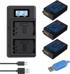 CITYORK 3tk 1280mAh EN-EL20 aku ja LCD-laadija komplekt Nikon EN-EL20, EN-EL20a, Nikon Coolpix P1000, P950 Coolpix A 1 J1/1 J2/1 J3/1 S1/1 V3 kaameratele USB-laadija C-t&uuml;&uuml;pi pordiga