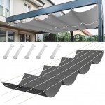 Pikendatav Wave Sun Sail, 2 x 4 m, HDPE P&auml;ikesekaitse Pergola asendamine varjualune, reguleeritav kaitse UV-kiirguse eest Markiis, reguleeritav p&auml;ikesepurje aia jaoks, tumehall