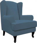 Easy-Going Stretch Wingback Chair Diivan Slipcover 2-osaline diivan Cover m&ouml;&ouml;bli kaitsja diivan pehme elastse alumise Spandex Jacquard kangas V&auml;ike Checks Blue Stone