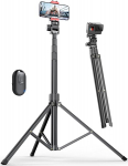 180 cm Mobile Phone Tripod for Smartphone, Sturdy Expandable Aluminium Rods & Larger and Longer Tripod Legs, Mobile Phone Tripod Holder with Remote Shutter Release Compatible Smartphone