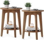 VASAGLE k&uuml;ljelauad 2 v&auml;ikest &uuml;mmarguse k&uuml;ljelaua komplekt koos alumise riiuliga &ouml;&ouml;kapiga v&auml;ikestesse ruumidesse elutuppa magamistuppa Rustic Walnut ULET289K01