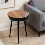 FATIVO k&uuml;ljelaud Bluetooth-k&otilde;lariga Lihtne paigaldus Diivanilaud Ambientne esilatern 3,5 tundi kestev aku P&auml;hklipuust 40 x 40 x 57 cm