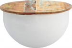 FineBuy Mango kohvilaud 60 x 34 x 60 cm t&auml;ispuidust metallist laud Industrial Round Design elutoa laud koos hoiuruumiga Lounge laud diivanilaud modernne valge