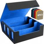 SANZIE Trading Card Storage Box 3 Commander Display alad ja 8 Card Dividers 1800+ kaardid kaardipakk Box Fit for MTG, TCG, PTCG Trading Cards (must ja sinine)