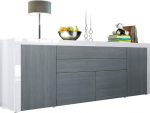 Vladon La Paz V2 Sideboard, Made in Germany, kapp 2 ukse, 2 sahtli ja 2 klapiga, High Gloss White / Avola Anthracite/White High Gloss (200 x 72 x 35 cm)
