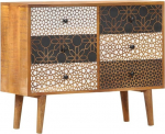 vidaXL Mango Wood Solid Sideboard tr&uuml;kimustriga 6 sahtlit sahtlite kapp K&uuml;lgkapp Mitmeotstarbeline kapp Sideboard kapp Sahtlikapp 90 x 30 x 70 cm