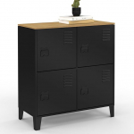 IDMarket - K&uuml;lgkapp 70 cm Ester 4 ust metallist must puidust top Industrial Design