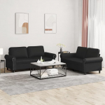 ZEYUAN 3202150 2-osaline diivanikomplekt koos padjadega mustast kunstnahast, Lounge diivan, diivanid ja diivanid, l&otilde;&otilde;gastav diivan, diivan elutuppa, diivan koos