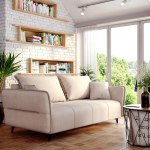 FURNISTAR Isabell diivan voodikastiga, diivanvoodi, magamisfunktsiooniga polsterdatud diivan, kokkupandav diivan diivan mustade jalgadega, diivanikomplekt, elutuba, k&uuml;lalistetuba (diivan, beež)