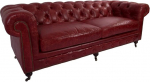 Chesterfield Royal Rouge (tumepunane) ehtne nahast diivan - 3-kohaline diivan - nahast diivan