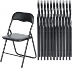 12 PVC-klapptoolide pakett koos polstriga Tugev metallraam Camping Chair Kokkupandav tool Kontoritool Space Saving Desk Chair k&uuml;lalistele 150 kg kandev&otilde;ime