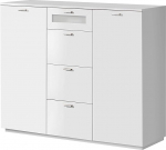FORTE Nexus kapp 2 ukse ja 4 sahtliga, komposiitpuit, mattvalge, 54 x 98,8 x 119,6 cm.