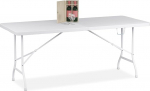 Relaxdays kokkupandav aialaud, K x S x M: 73 x 180 x 74 cm, plastist, valge | Campingtisch, Stahl, wetterfest, Holzoptik