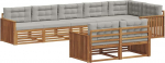 Outdoor-Sofa-Set aus Akazienholz, Modulare Gartenlounge mit bequemen Polstern, 8-teilige Sitzgruppe f&uuml;r Terrasse und Garten, Nat&uuml;rliches Design in Hellgrau