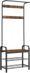 VASAGLE cloakroom stand, cloakroom, clothes rack with 9 removable hooks, shoe rack with seat, 3 shelves, height 183 cm, metal, cream HSR40W