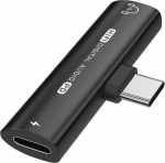 INF USB-C ja 3,5 mm adapter k&otilde;rvaklappide ja laadimisseadmete jaoks, millel on 2-tolline USB-C emane 1 x adapter k&otilde;rvaklappide ja laadimise jaoks (must)