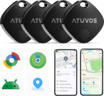 ATUVOS Smart Tag Pro Tracker Android & iOS, 4i pakett, kahes&uuml;steemi v&otilde;tmeotsija, mis &uuml;hildub Google Find My Device v&otilde;i Apple Where? App, Smarttag Key Finder pagasi, kohvri jaoks.