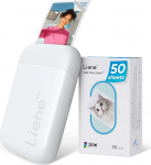 Liene Pearl K100 Mini fotoprinter nutitelefonile (5 x 7,6 cm) - koos 50 lehega tsinkfotopaberiga koos kleepuva taustaga, 300 DPI Bluetooth-pikaprinter, mis &uuml;hildub iOS ja Androidiga