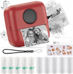 HuiJuKeJi Mini Printer, Pocket Printer, Mini Photo Printer for Smartphone, Sticker Printer, Thermal Photo Printer for Journal, Travel Logo, Notes, Journal, List, Memo (Red)