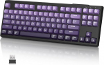 MAMBASNAKE M87 TKL 87 klahvi - juhtmevaba m&auml;nguklaviatuur kahes režiimis, Bluetooth/2.4GHz, 4000mAh aku, vikerkaare taustavalgustusega lilla membraan-klaviatuur