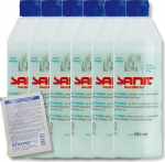 DEWEPRO komplekt: Sanit Lubricant 3087-6 500 ml pudelid - t&auml;iuslik m&auml;&auml;rdeaine k&otilde;ikide pistikmuhvide &uuml;henduste paigaldamiseks, sisaldab 1 x Dewepro&reg; Single Scrubi
