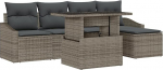 Rantry 6-teiliges Garten-Sofa-Set mit Kissen Grau Poly-Rattan Gartenlounge Model3357722