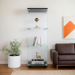 Seisev klaasist vitriinkapp, 42 x 36 x 125 cm, klaasist hoiukapp 3 riiuliga, 1 lukustatav uks, vitriinkapp, kollektsion&auml;&auml;ride vitriinkapp elutuppa (must/42 x 36 x 125 cm)