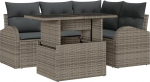 Rantry 5-teiliges Garten-Sofa-Set mit Kissen Grau Poly Rattan Gartenlounge Model3348635