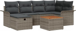 Rantry 7-teiliges Garten-Sofa-Set mit Kissen Grau Poly Rattan Gartenlounge Model3359454