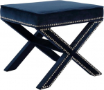 Meridian Furniture Nixon Collection Modern | Modern Velvet Ottoman Deep Button Solid Wood Frame Square Ottoman Navy