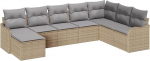 Rantry 8-teiliges Garten Sofa Set mit Kissen Beige Poly Rattan, 2-Sitzer Garten Sofa mit Kissen Beige Poly Rattan Gartenlounge Model3345820