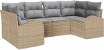 6-teiliges Garten Sofa Set mit Kissen Beige Poly Rattan Gartenlounge Model3346180