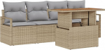 5-teiliges Garten-Sofaset mit Kissen Beige Poly-Rattan Gartenlounge Model3358380