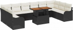 11-teiliges Garten-Sofaset mit Kissen Schwarz Poly-Rattan, 2-Sitzer Garten-Sofa mit Stauraum & Kissen Schwarz Poly-Rattan Gartenlounge Model3358245