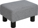 HOMCOM Footstool for Living Room Linen Cover Rectangle Wooden Frame Footstool for Living Room Bedroom (Grey)