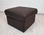 Quattro Meble Dark Brown Real Leather Stool Foldable with Storage Space Stool Cowhide Seat Cube Ottoman Stool 60 x 55 cm Footstool Real Leather MDR Dark Brown Puff