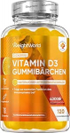 WeightWorld D3-vitamiini kummikud 4000 IU - 120 t&uuml;kki sidruni maitsega - 1 vitamiinikommi iga 4 p&auml;eva tagant - suhkruvaba, taimetoitlane ja ilma želatiinita - D-vitamiini toidulisand