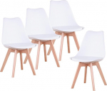GrandCA HOME 4 s&ouml;&ouml;gitooli komplekt, Skandinaavia disain, t&auml;ispuidust jalad, ergonoomiline, s&ouml;&ouml;gituppa, elutuppa, k&ouml;&ouml;ki ja magamistuppa (valge, 4)