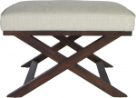 Cortesi Home OT168333 Ari X Bench in Linen Fabric with Walnut Wood Legs Beige by Cortesi Home