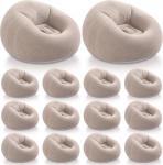 Realspring Inflatable Bean Bag Outdoor Camping Chairs Inflatable Lazy Diivan Foldable Portable Bean Bag Recliner Couch for Adults and Kids (Coffee, 12 Pack)