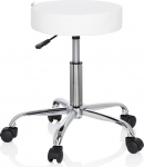 hjh OFFICE 729414 Stool Operator II PU nahast valge, kroomitud alus, v&auml;ike t&ouml;&ouml; tool, reguleeritav