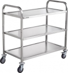 VEVOR Kitchen Trolley, 3 Tiers, Laboratory Trolley with 450 lb Capacity, Stainless Steel Serving Trolley, Clearing Trolley, Transport Trolley, Rollable Storage Trolley with 6 Hooks, for Indoor and