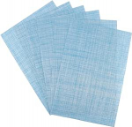 Hohopeti 6 St&uuml;ck PVC Platzsets rutschfeste Hitzebest&auml;ndige Tischmatten Rechteckig Waschbare Untersetzer in Himmelblau f&uuml;r Zuhause Hotel und Restaurant