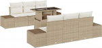 Rantry 7-teiliges Garten Sofa Set mit Kissen Beige Poly Rattan Gartenlounge Model3349107