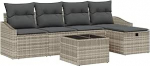 6-teiliges Garten Sofa Set mit Kissen hellgrau Poly-Rattan Gartenlounge Model3360603