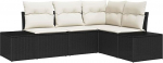 4-teiliges Garten-Sofa-Set mit Kissen Schwarz Poly-Rattan Gartenlounge Model3347037