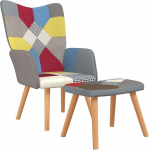 vidaXL l&otilde;&otilde;gastav tool koos tugitooliga, TV tool, tugitool, l&otilde;&otilde;gastav tool, polsterdatud tool, elutoa tool, Patchwork kangas