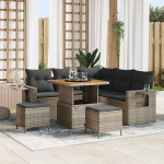 Homgoday Garten-Sofa-Set 8 tk Grau Poly-Rattan Diivan Gartenm?Bel Model3361743