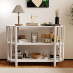 MEKOTRIN 3 Tier Konsole Tisch Oval Form 110x38x75cm Modern Stilvoller Sofatisch f&uuml;r Wohnzimmer (Wei&szlig;)